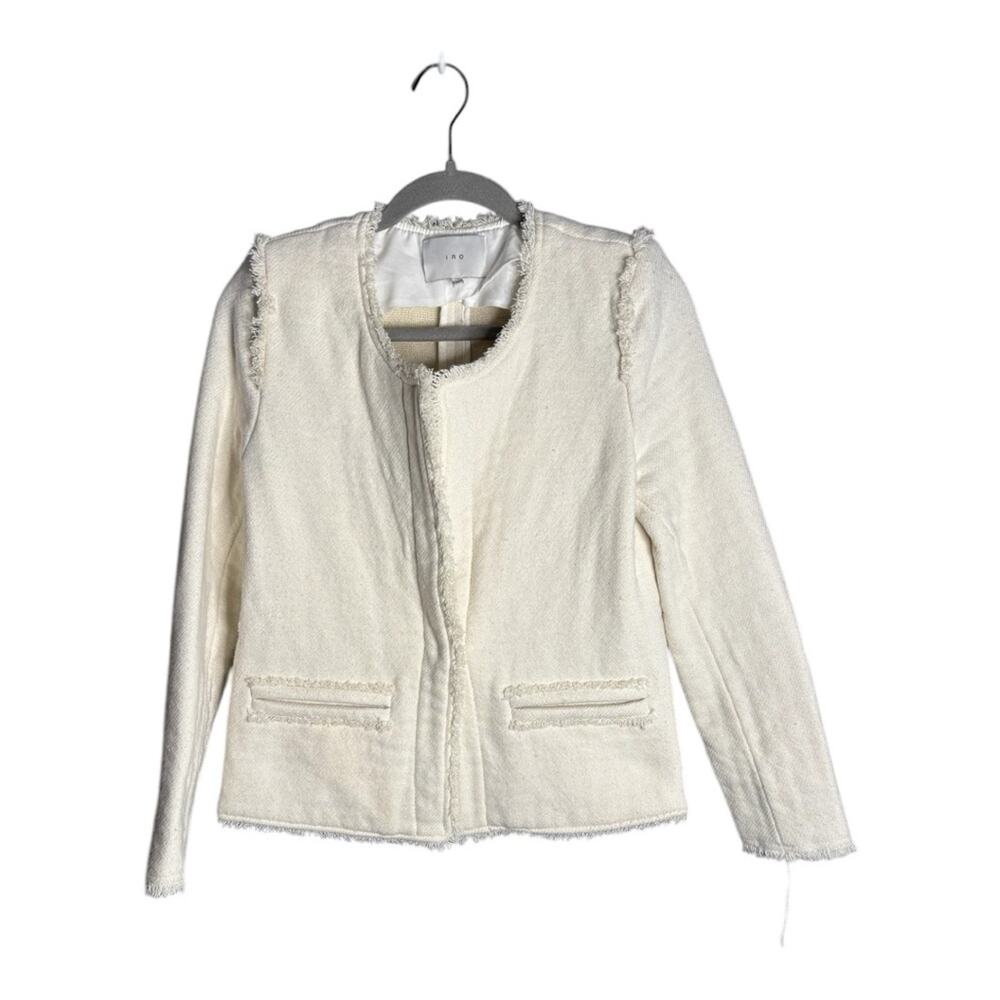 IRO White Blazer One Snap Closure and Raw Hem Large